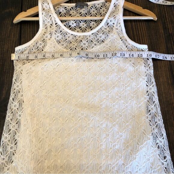 Vince Camuto Lace Top Women’s Size XS White Sheer Tank Lined Boho Crochet Boho - Picture 7 of 9